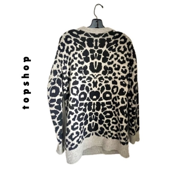 Topshop leopard print v-neck cardigan with front buttons & pockets - Picture 8 of 11
